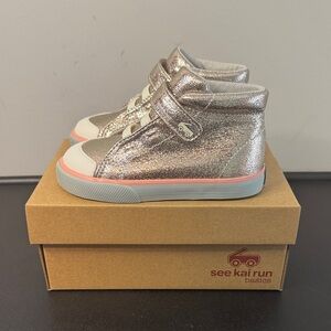 See Kai Run Drew Rose Gold Metallic High-Top Sneakers Toddler Size 7 New NIB
